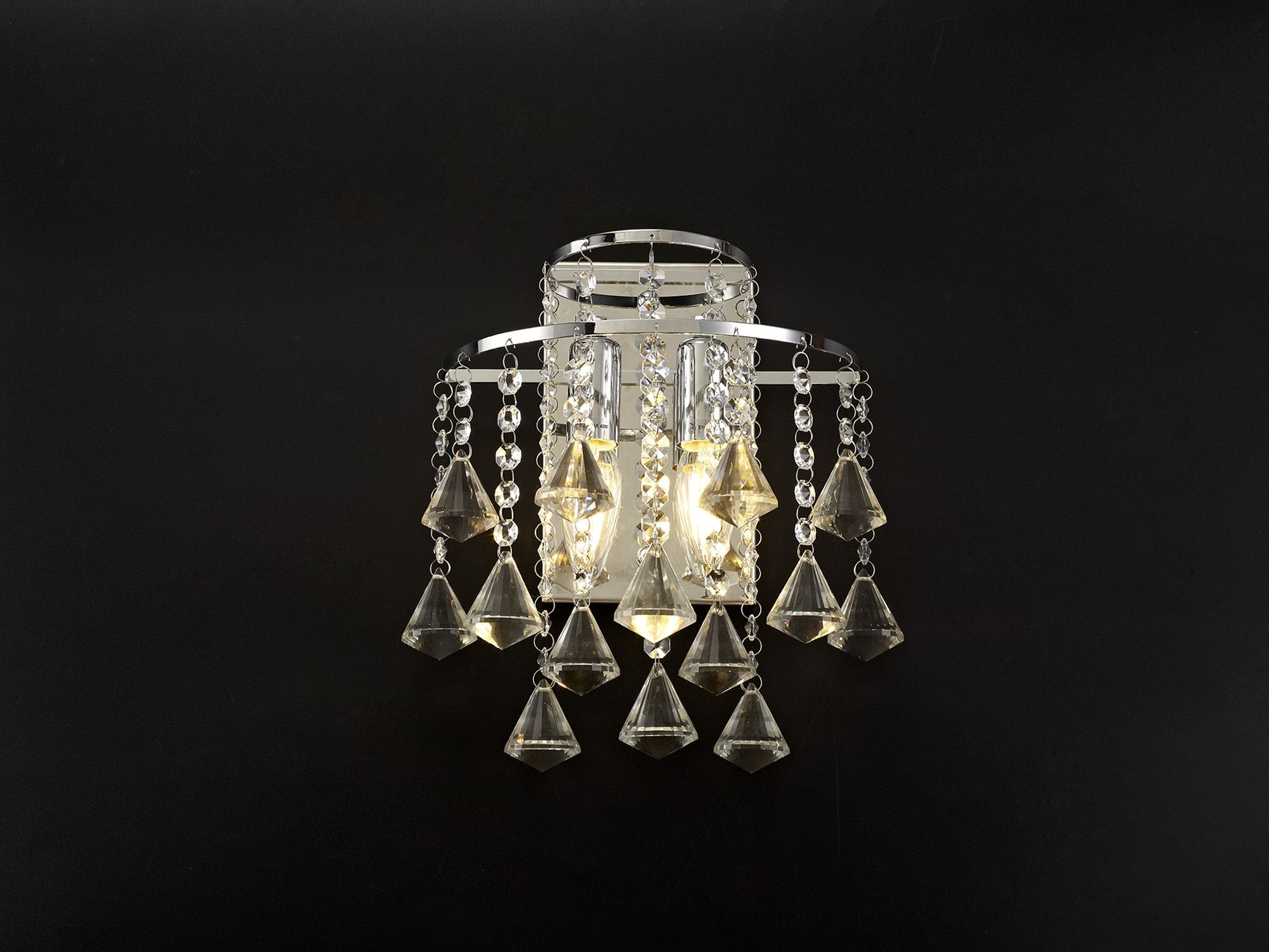 IL30774  Inina Crystal Switched Wall Lamp 2 Light Polished Chrome